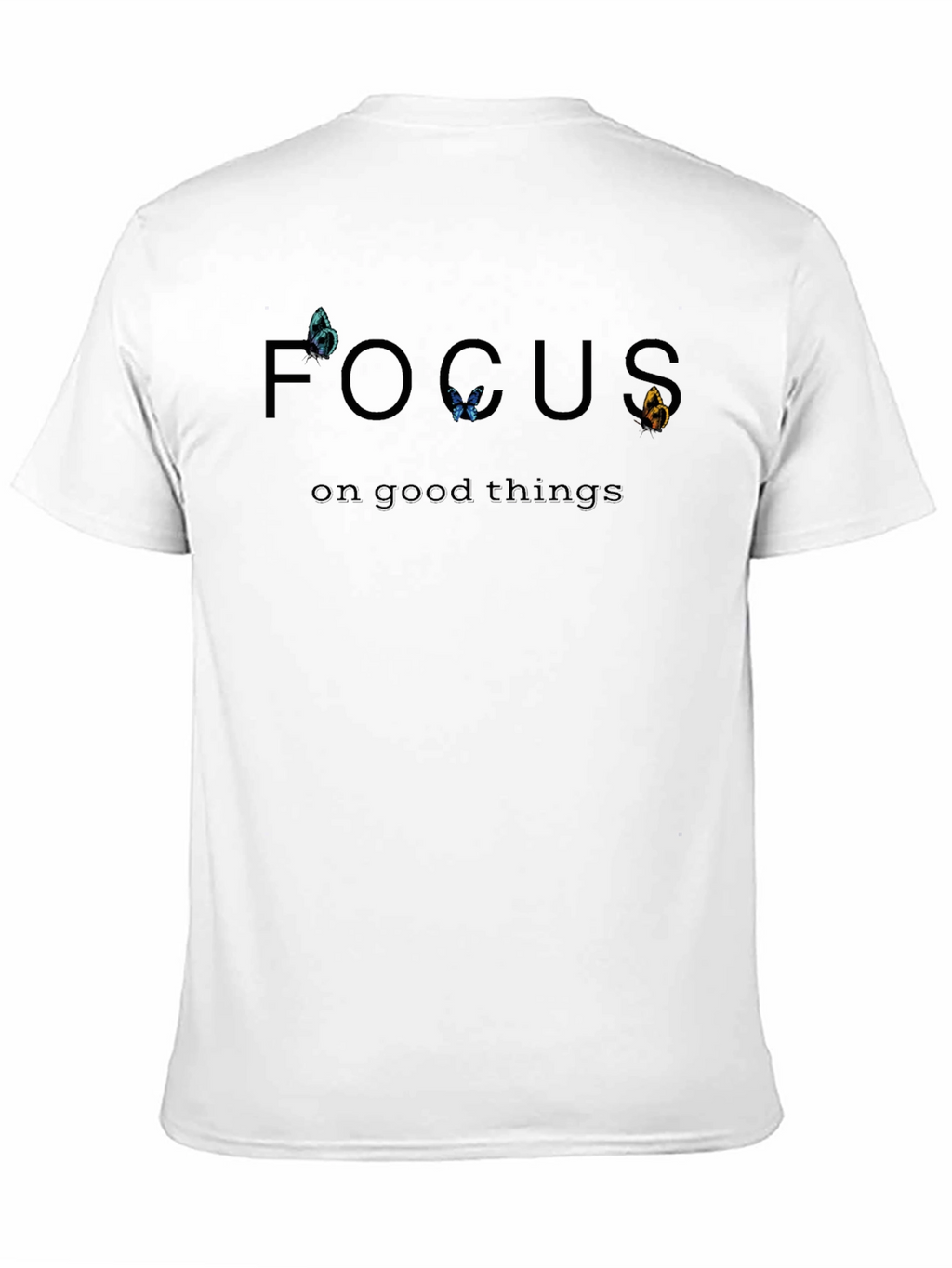 Focus On Good Things Butterfly Graphic Tee - Black
