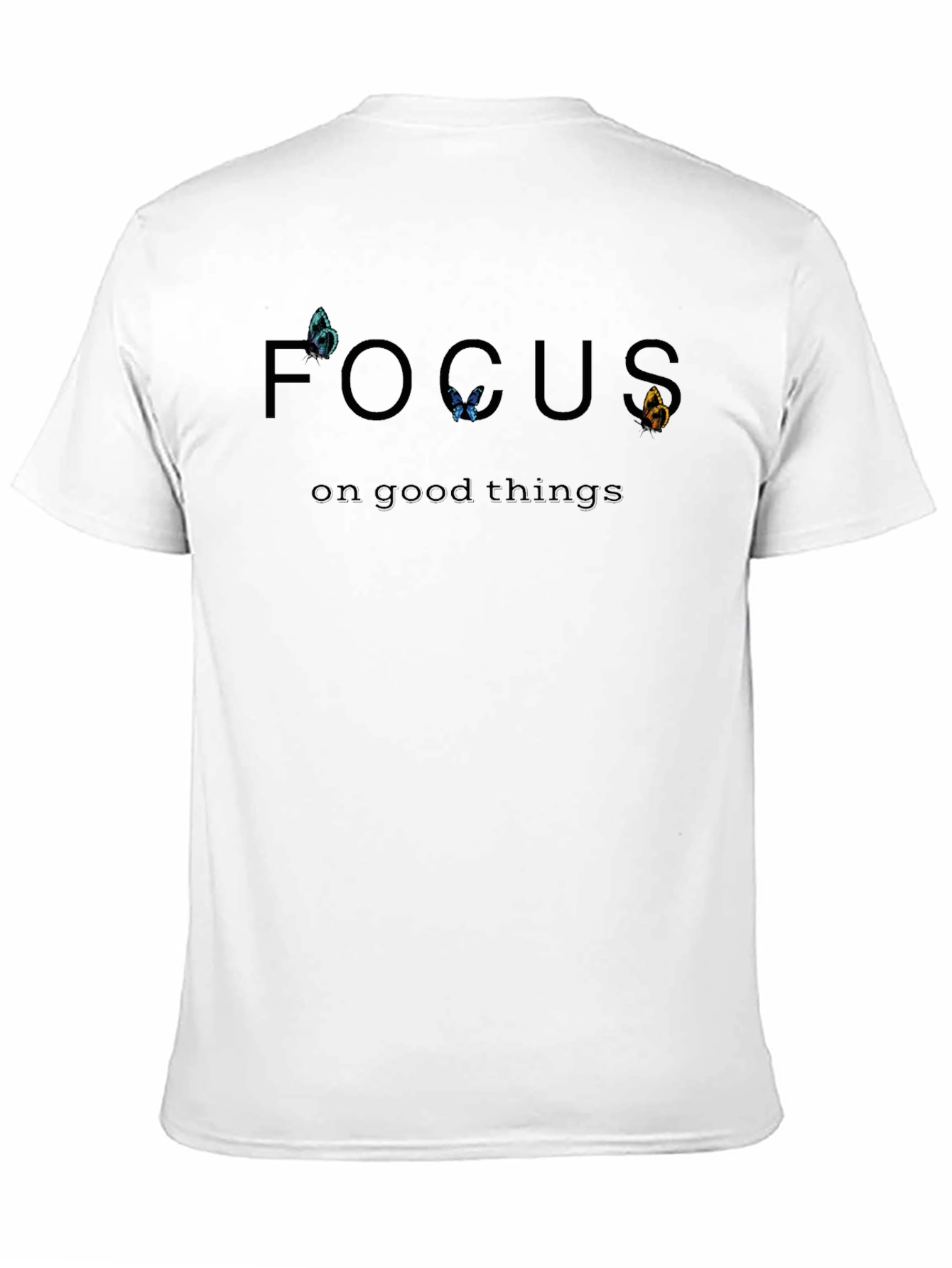 Focus On Good Things Butterfly Graphic Tee - Black