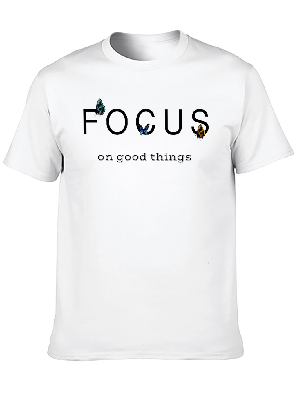 Focus On Good Things Butterfly Graphic Tee - Black
