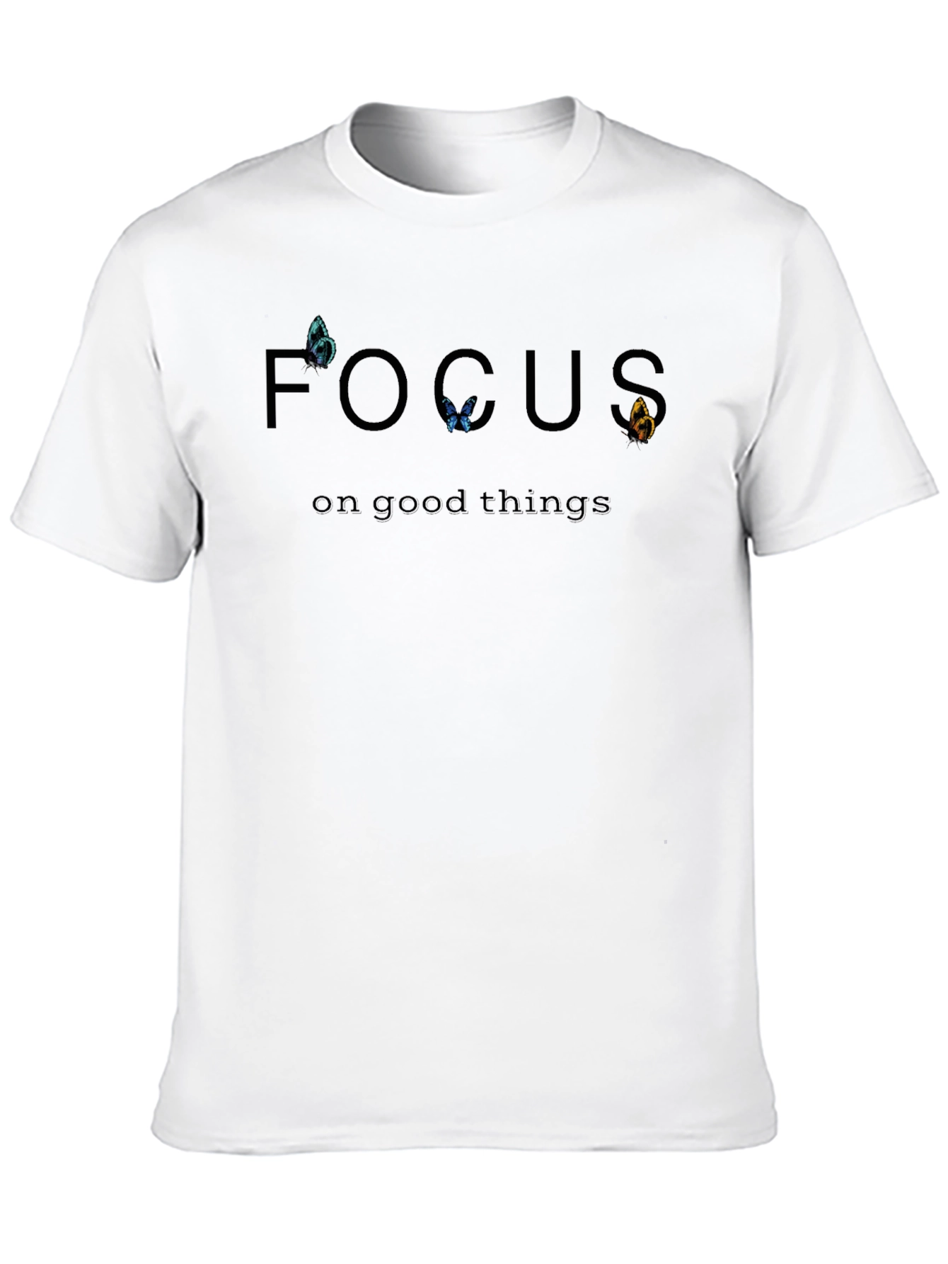 Focus On Good Things Butterfly Graphic Tee - Black