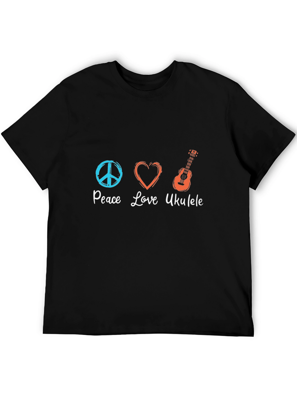 Peace Love Ukulele Black T-Shirt