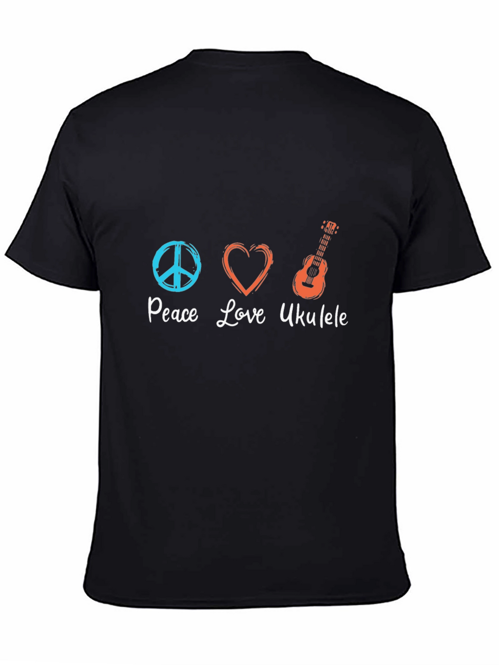Peace Love Ukulele Black T-Shirt