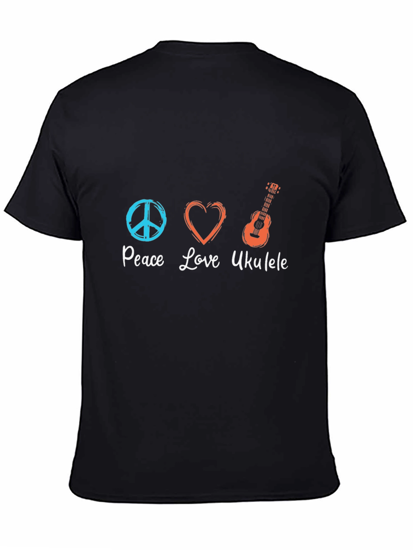 Peace Love Ukulele Black T-Shirt
