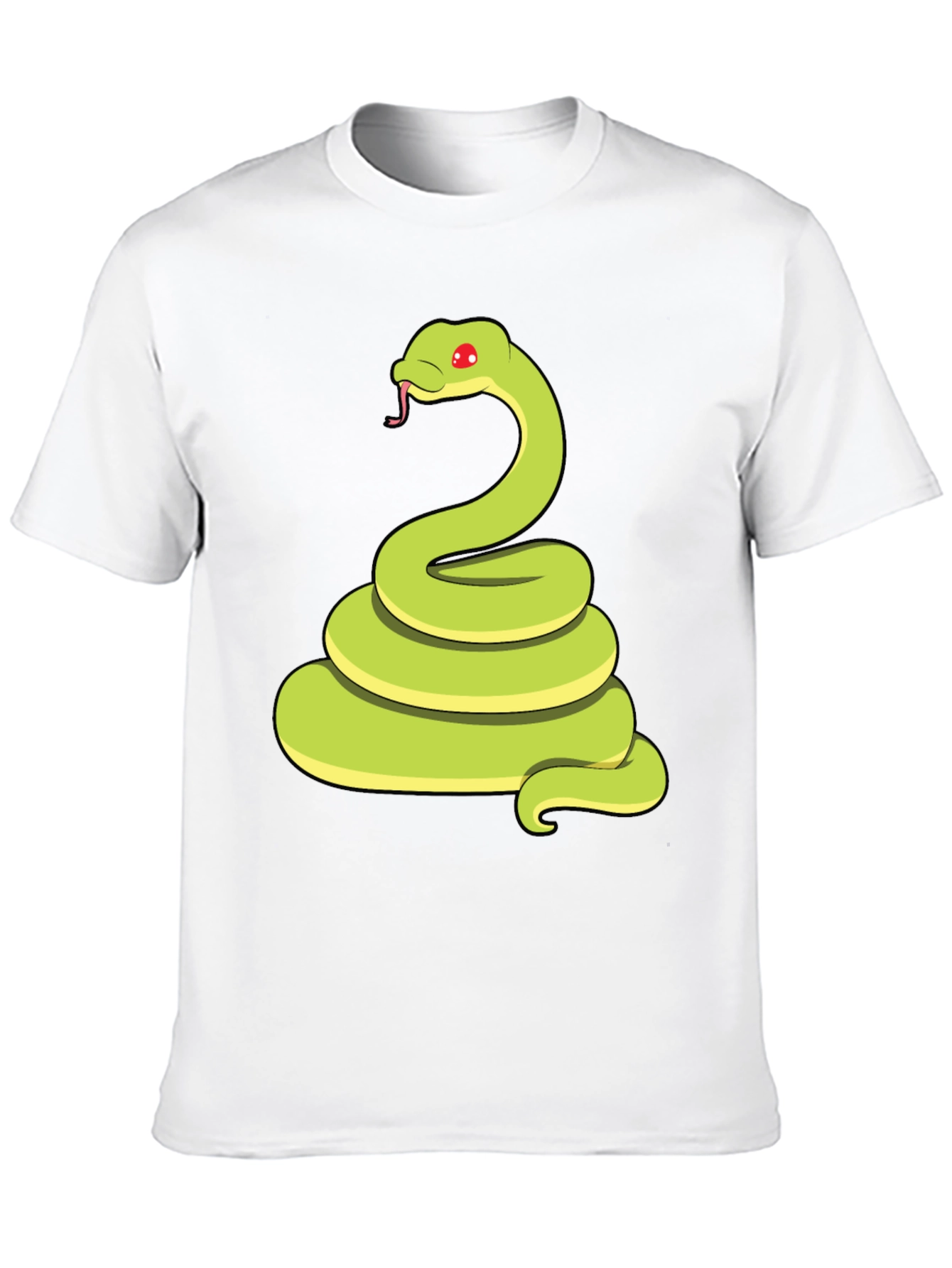 Cartoon Snake Graphic Tee - Black Casual T-Shirt