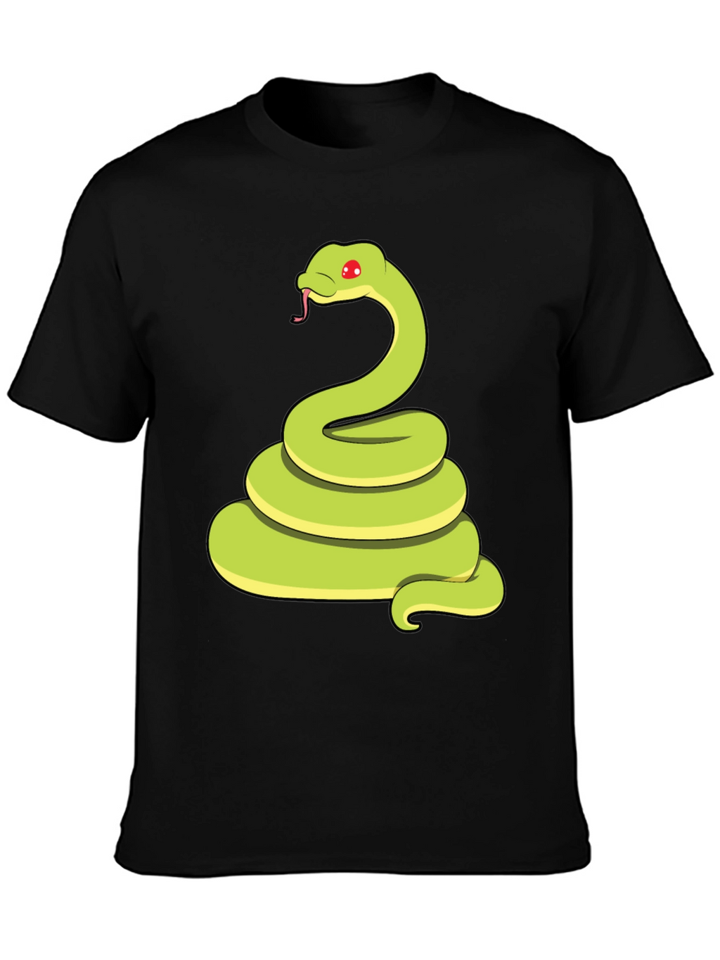 Cartoon Snake Graphic Tee - Black Casual T-Shirt