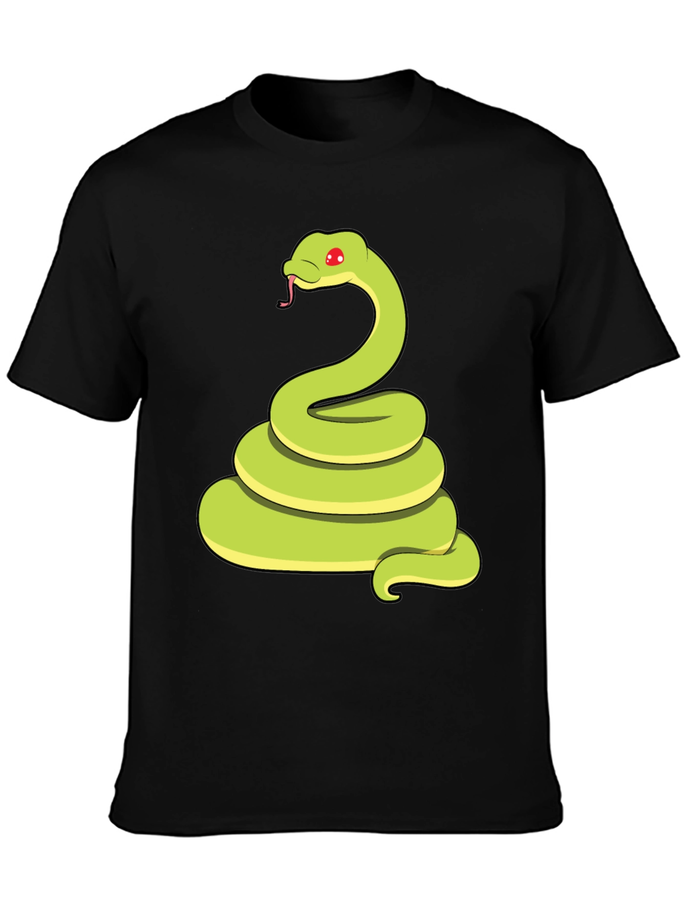 Cartoon Snake Graphic Tee - Black Casual T-Shirt