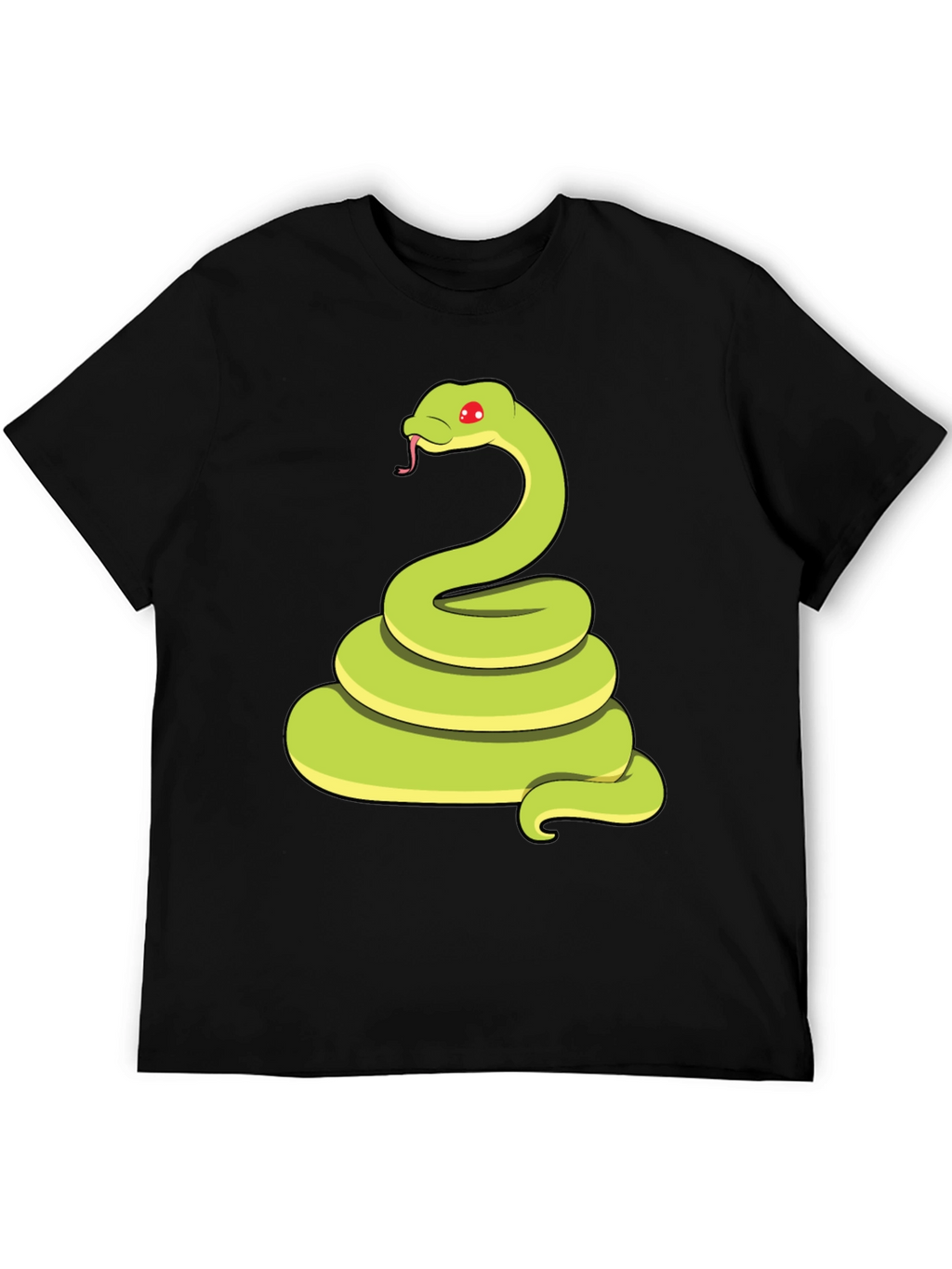 Cartoon Snake Graphic Tee - Black Casual T-Shirt