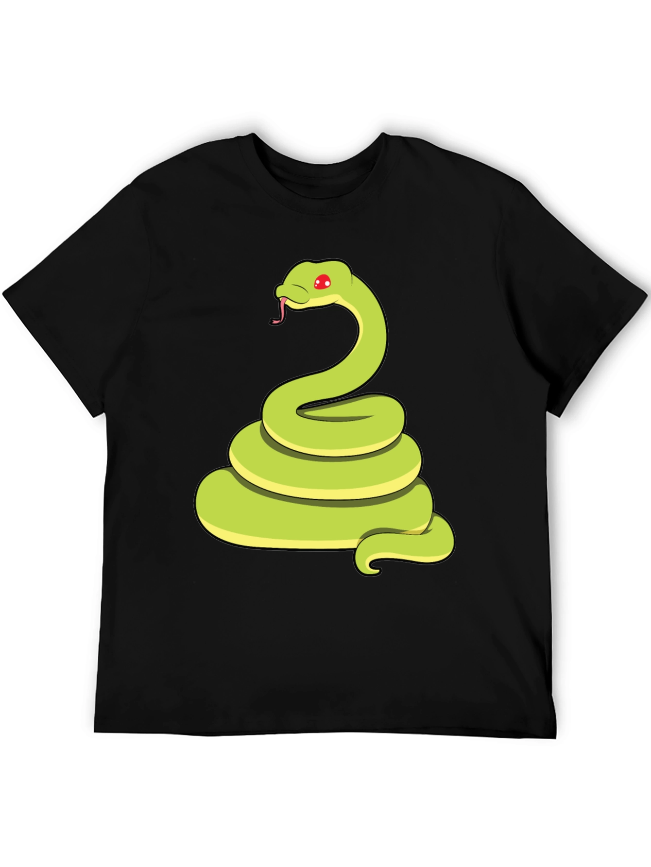 Cartoon Snake Graphic Tee - Black Casual T-Shirt
