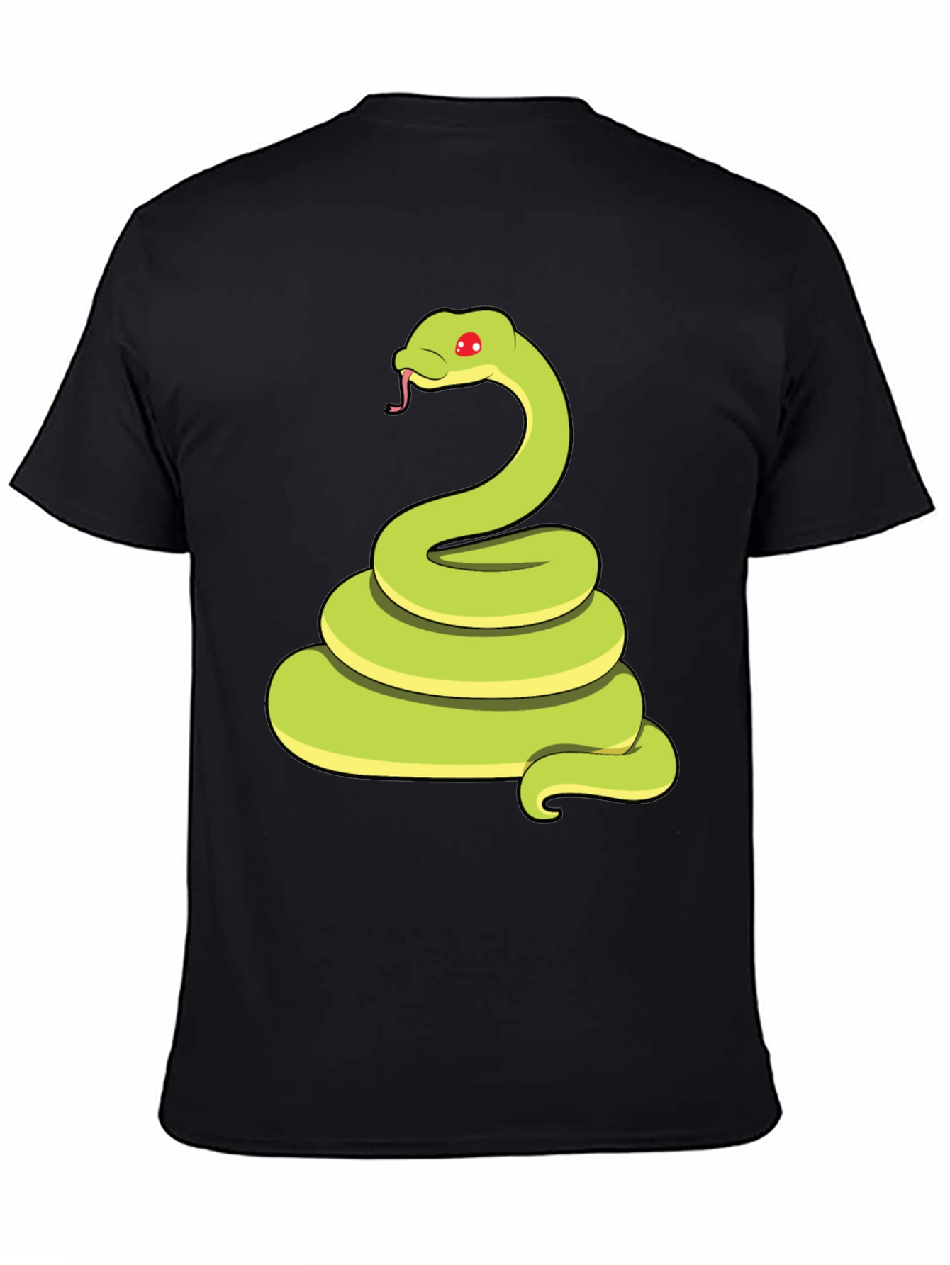 Cartoon Snake Graphic Tee - Black Casual T-Shirt