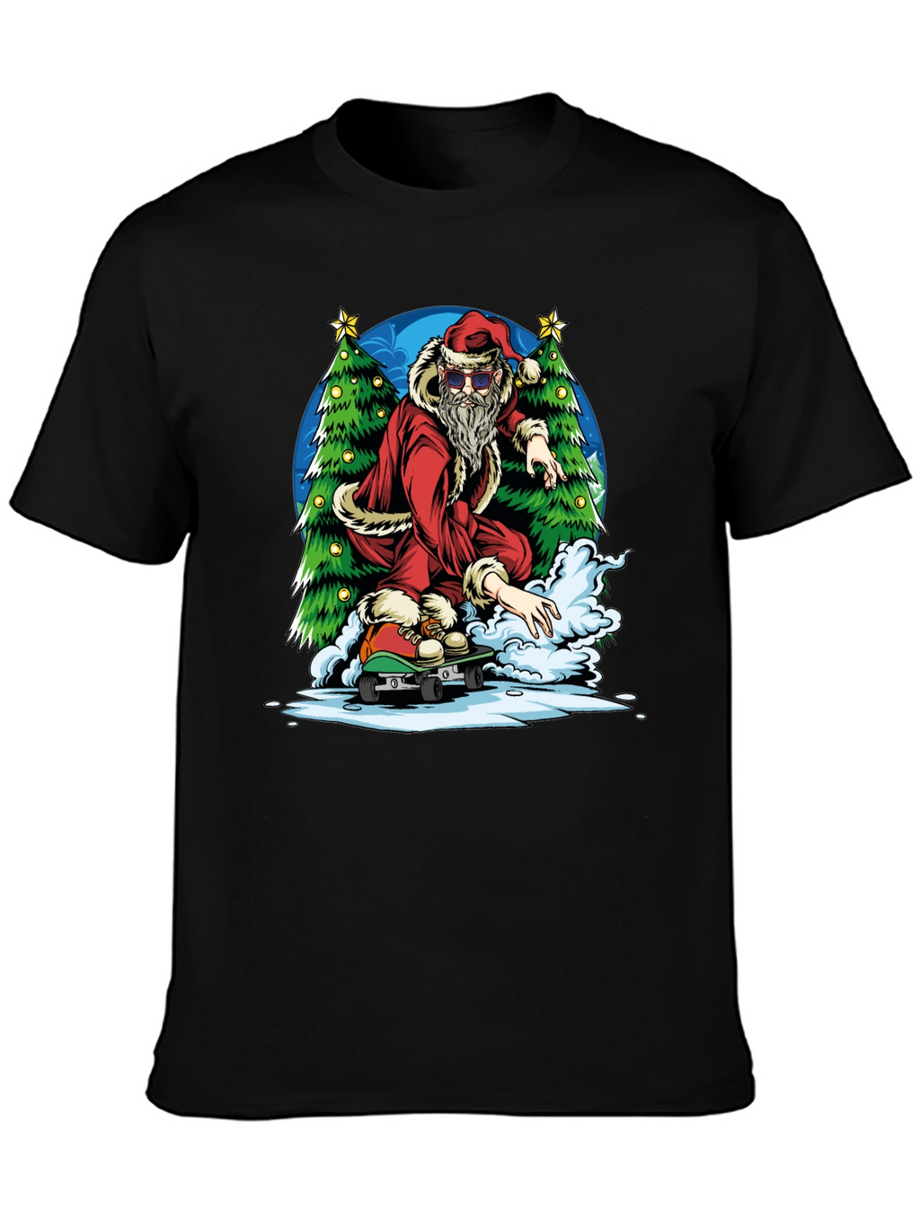Skateboarding Santa Graphic Tee