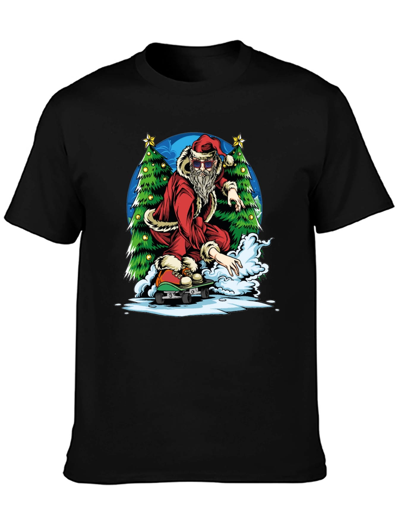 Skateboarding Santa Graphic Tee
