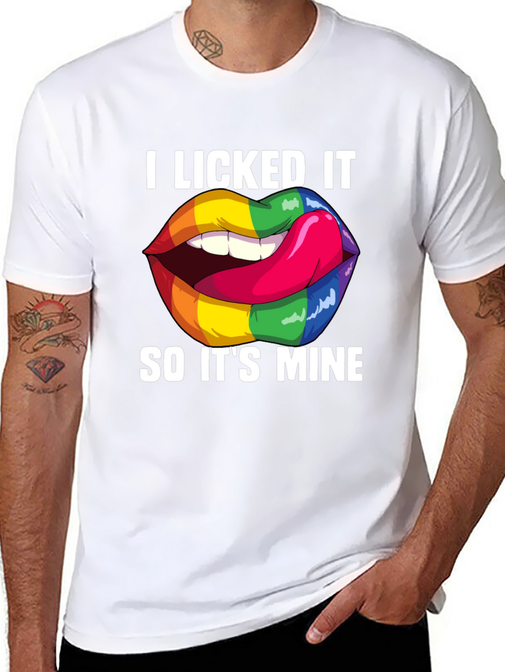 I Licked It Rainbow Lips Graphic T-Shirt
