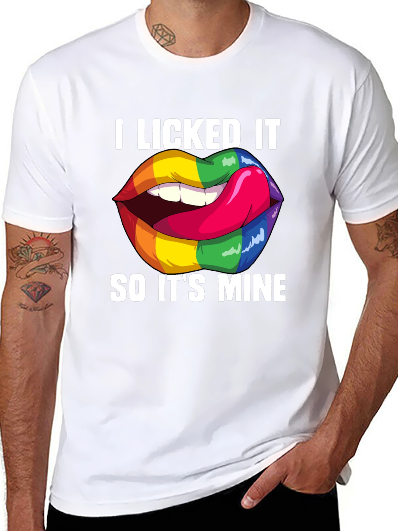 I Licked It Rainbow Lips Graphic T-Shirt