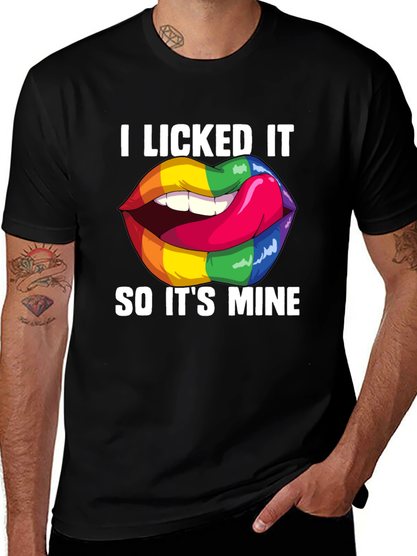 I Licked It Rainbow Lips Graphic T-Shirt