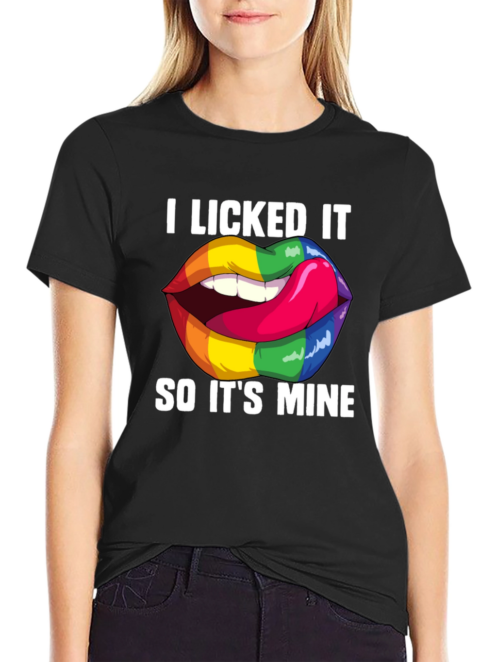 I Licked It Rainbow Lips Graphic T-Shirt