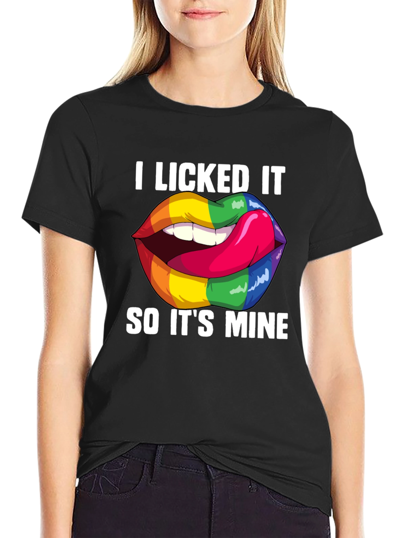 I Licked It Rainbow Lips Graphic T-Shirt