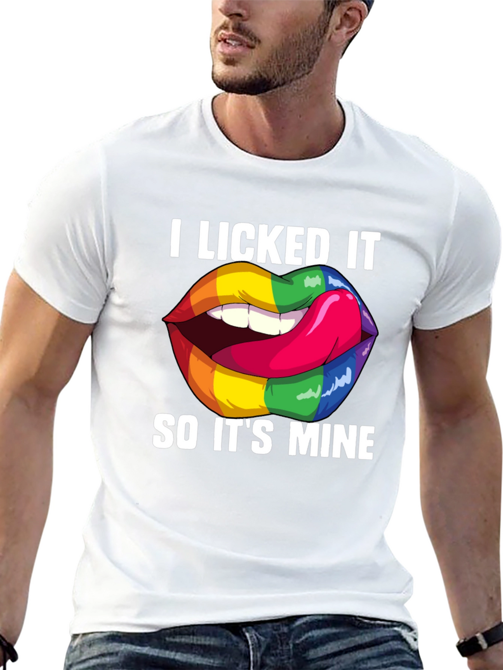 I Licked It Rainbow Lips Graphic T-Shirt