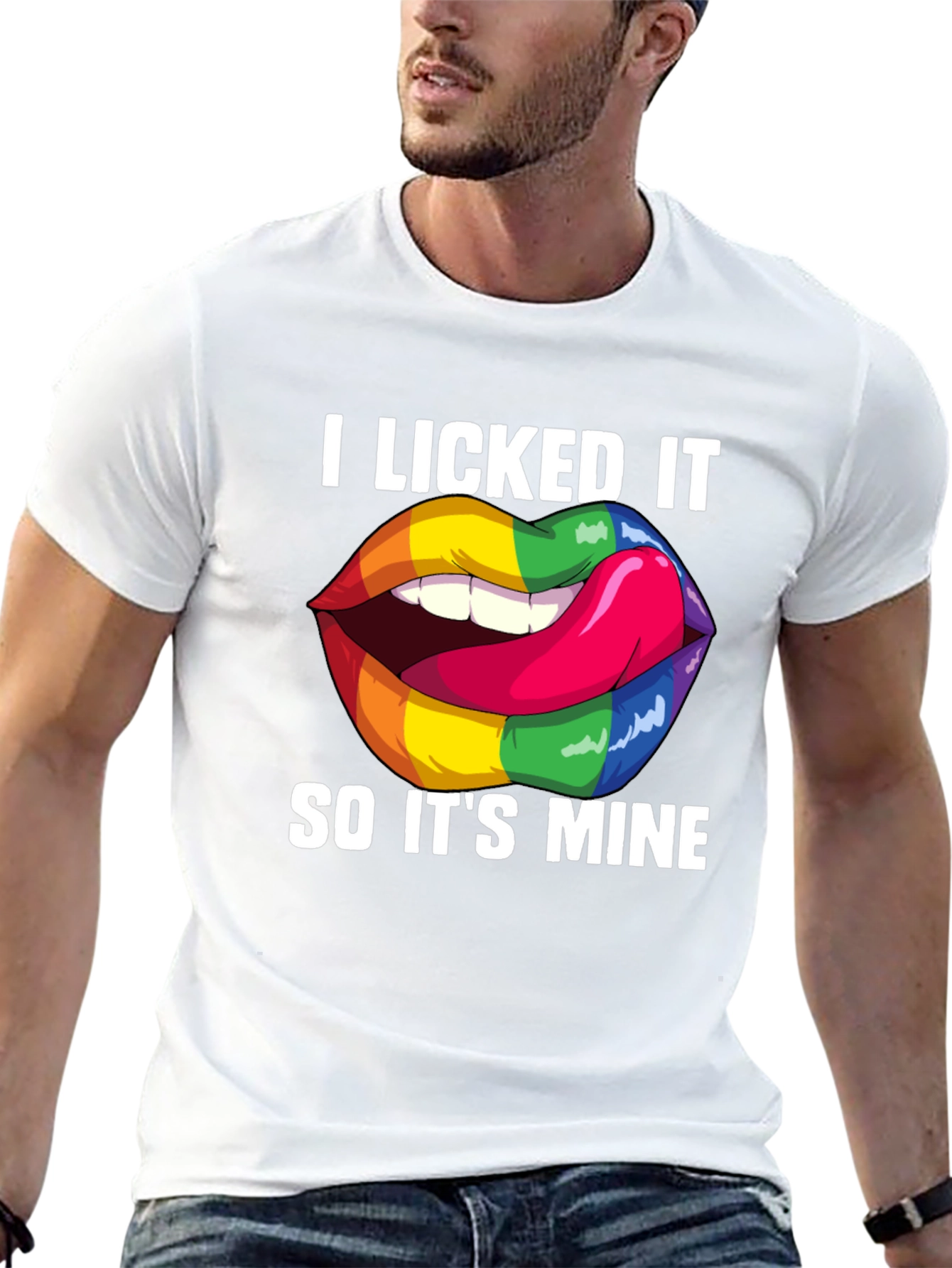 I Licked It Rainbow Lips Graphic T-Shirt