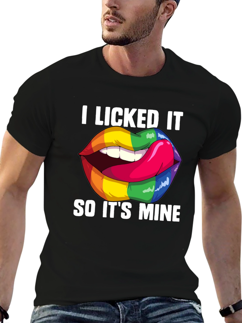 I Licked It Rainbow Lips Graphic T-Shirt