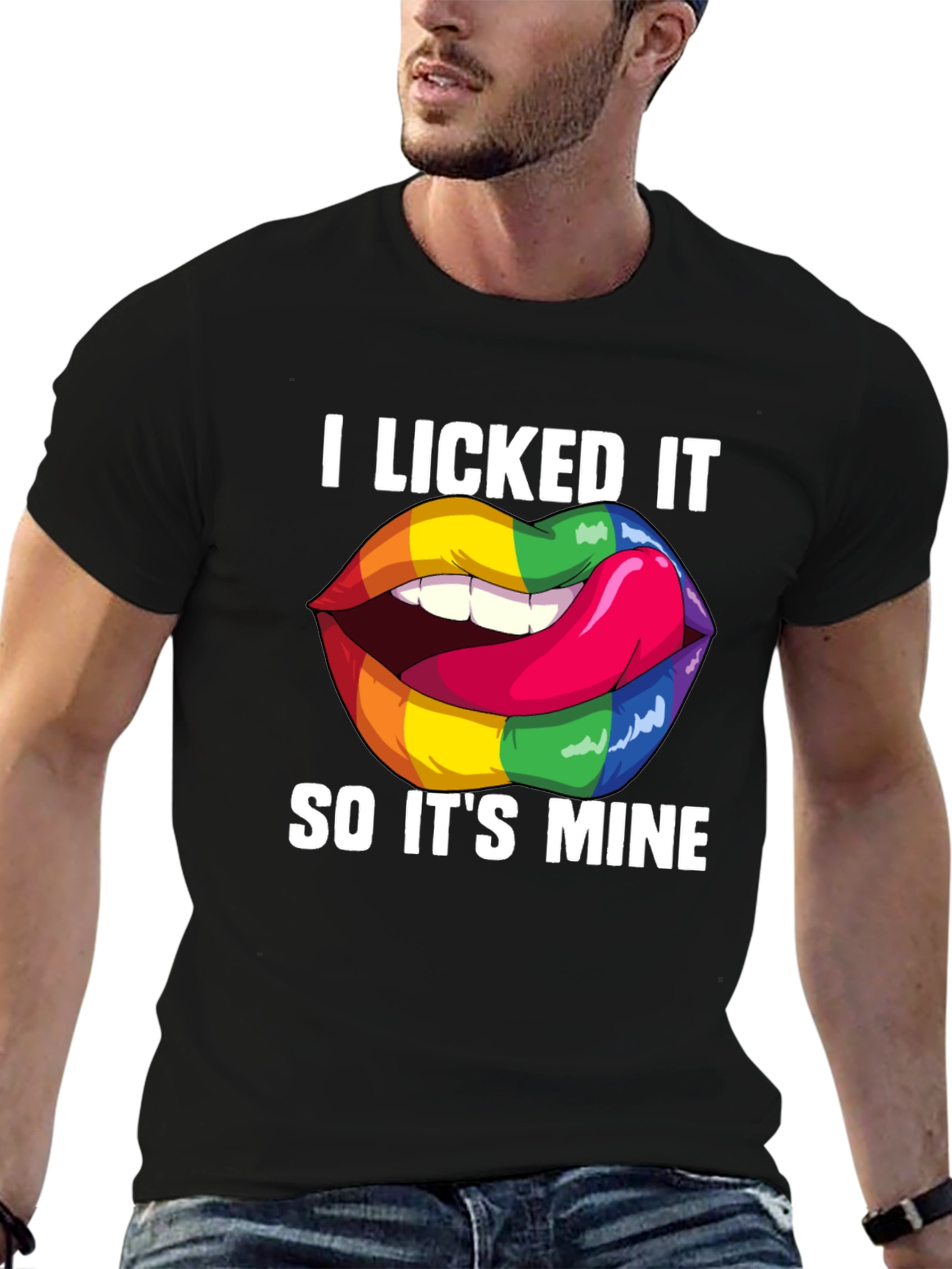 I Licked It Rainbow Lips Graphic T-Shirt