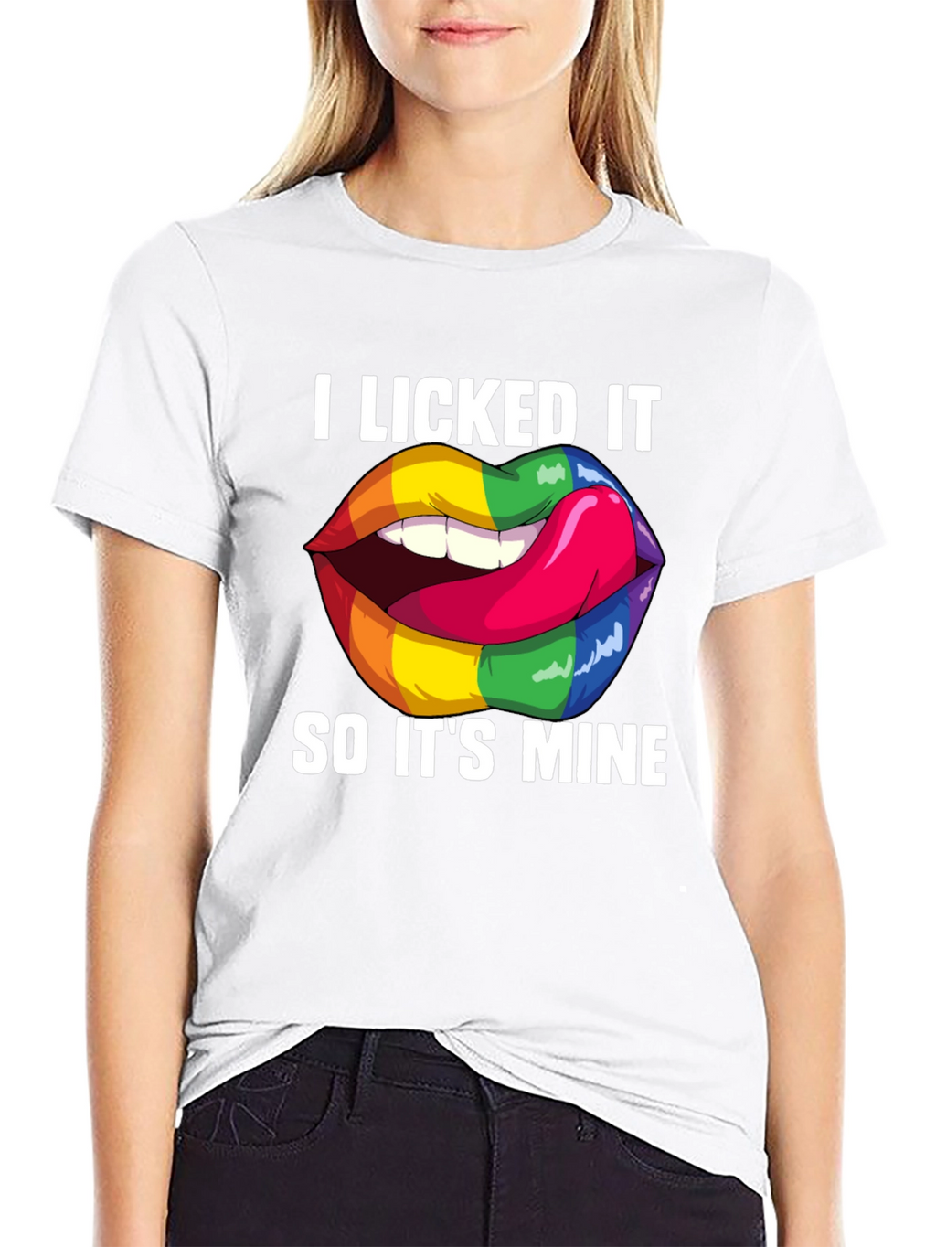 I Licked It Rainbow Lips Graphic T-Shirt