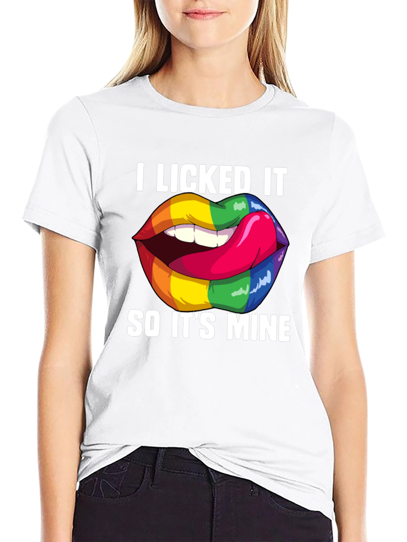 I Licked It Rainbow Lips Graphic T-Shirt