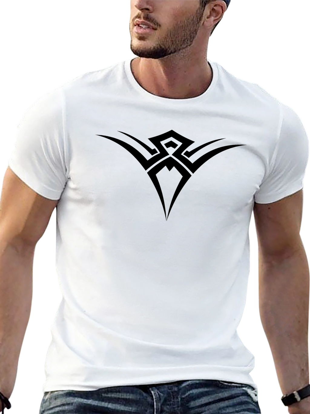 Black Graphic Tee - Modern Tribal Design