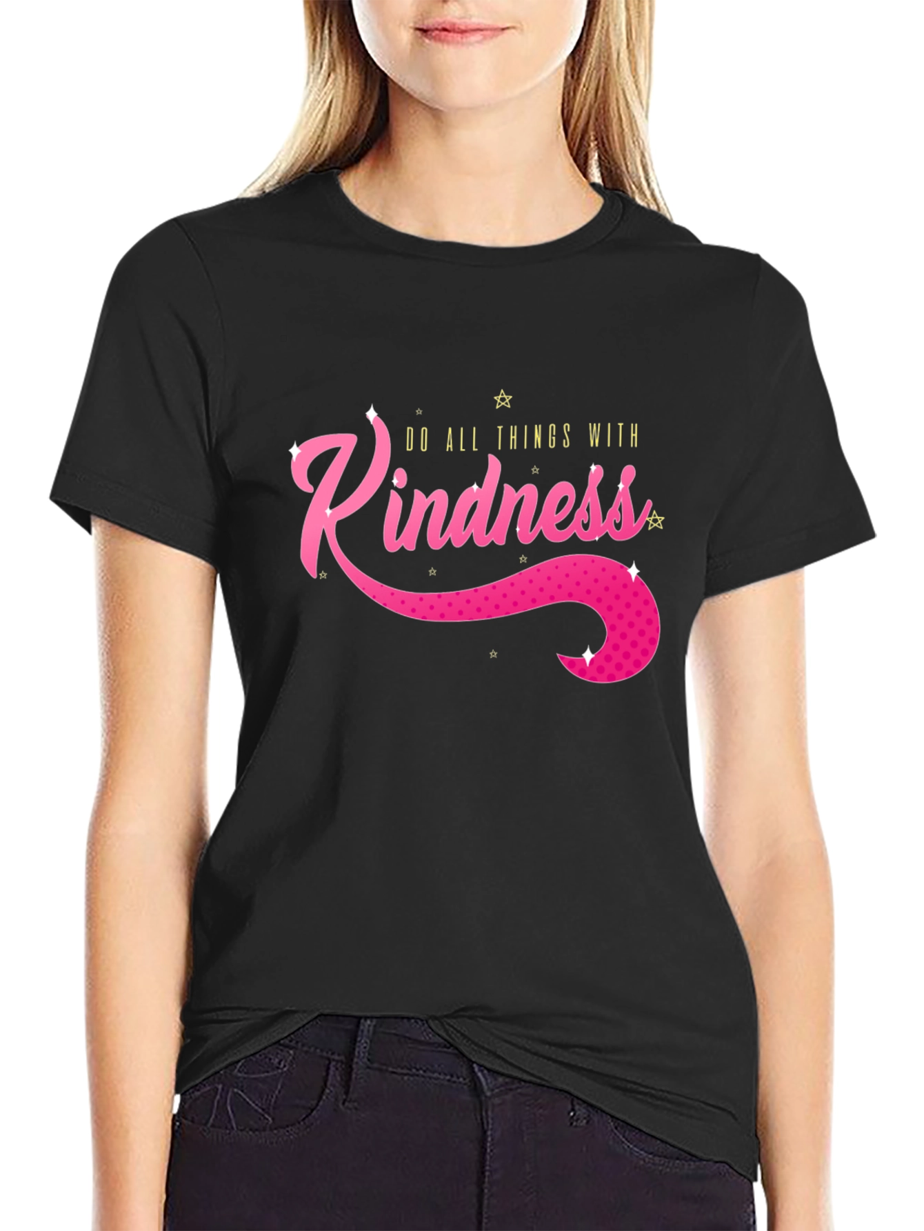 Kindness Graphic Tee - Positive Vibes Black T-Shirt