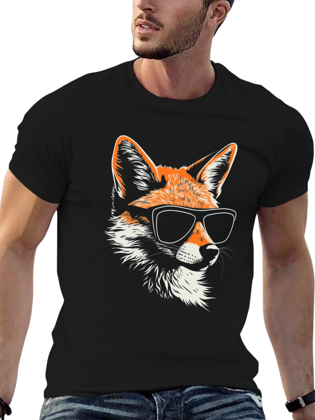 Cool Fox Graphic Tee - Stylish Black T-Shirt