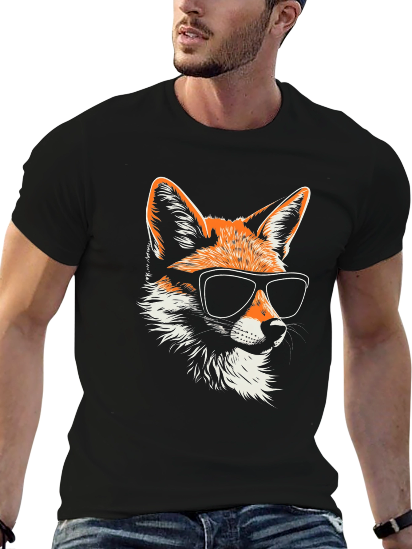 Cool Fox Graphic Tee - Stylish Black T-Shirt