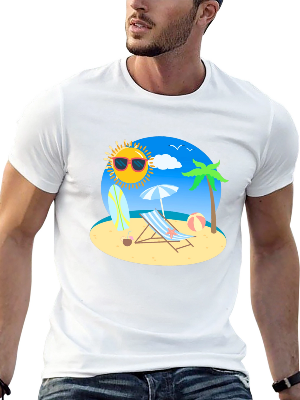 Summer Beach Graphic Tee - Relaxed Fit