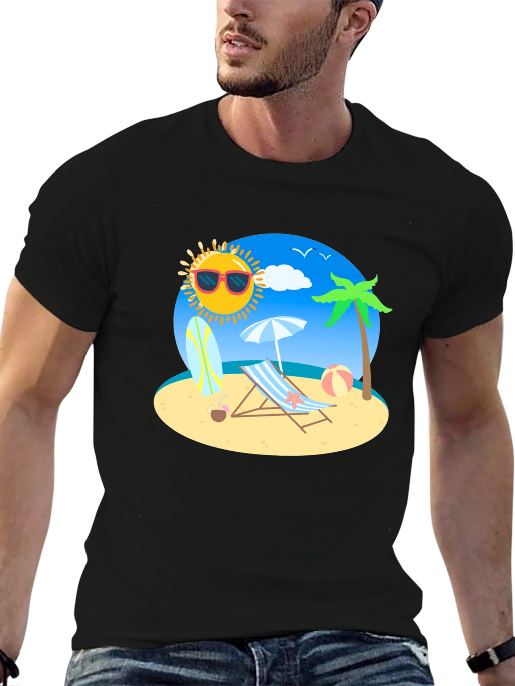 Summer Beach Graphic Tee - Relaxed Fit