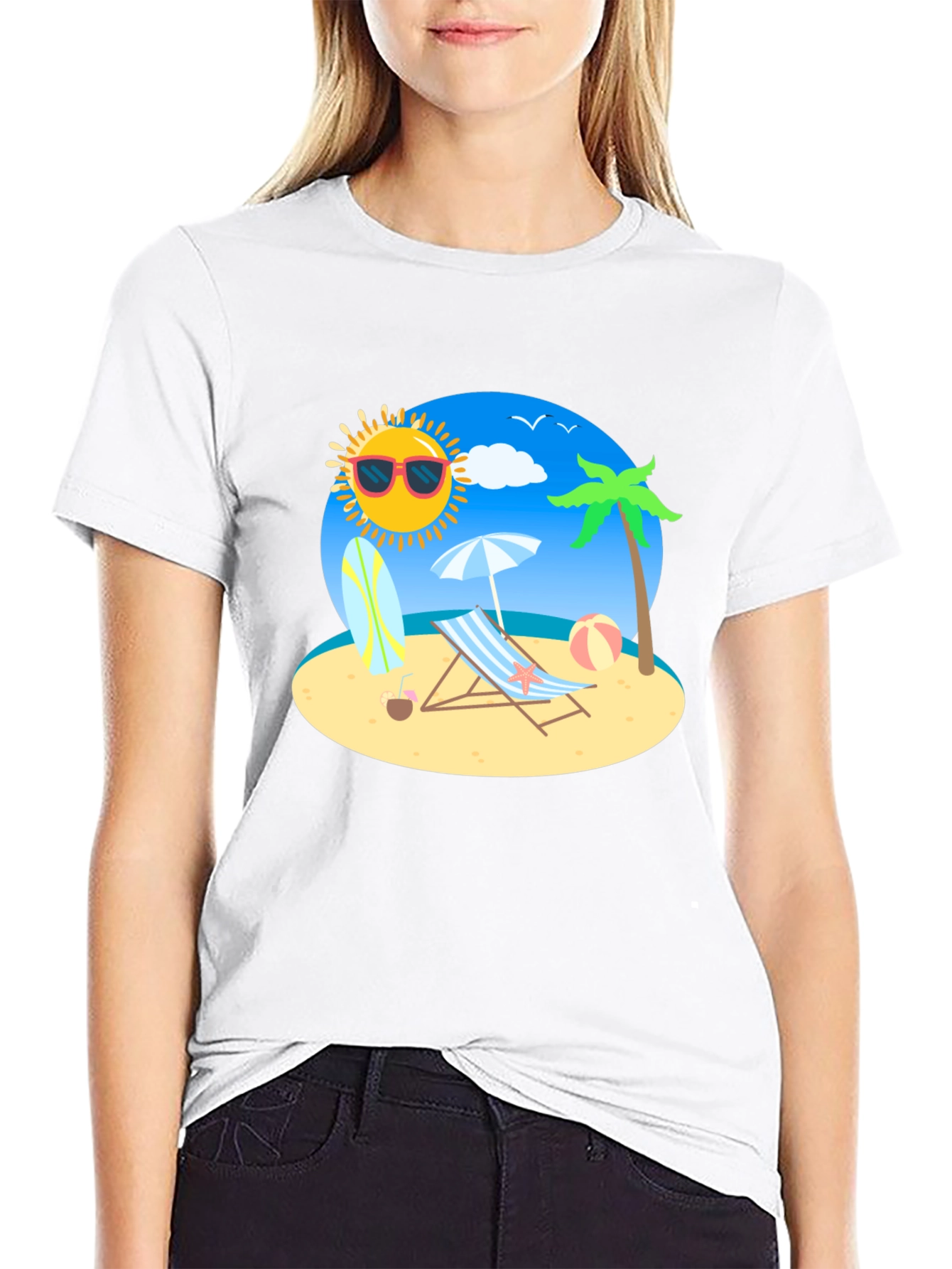 Summer Beach Graphic Tee - Relaxed Fit