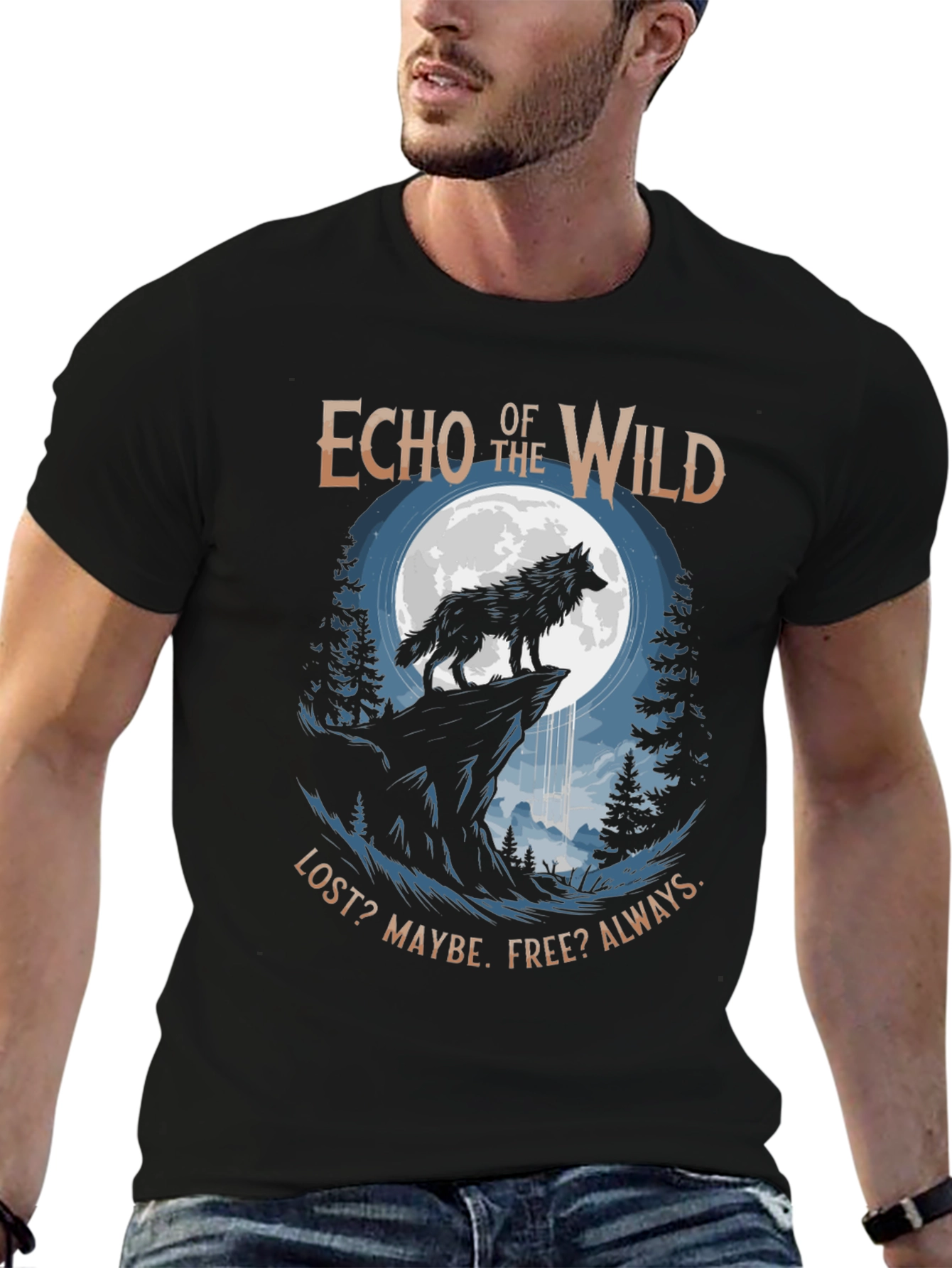Echo of the Wild Wolf Graphic T-Shirt