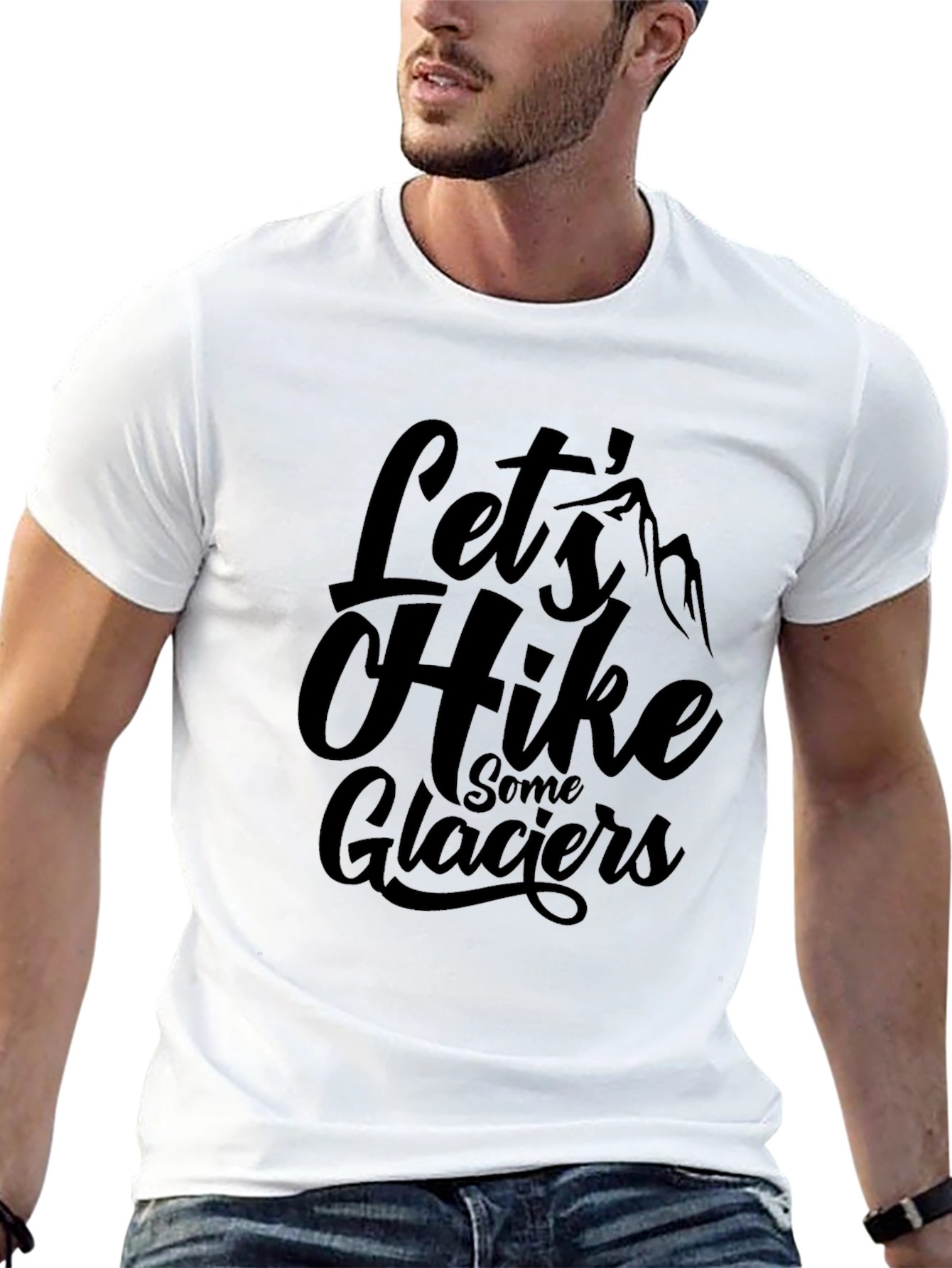 Lets Hike Some Glaciers Black Graphic T-Shirt