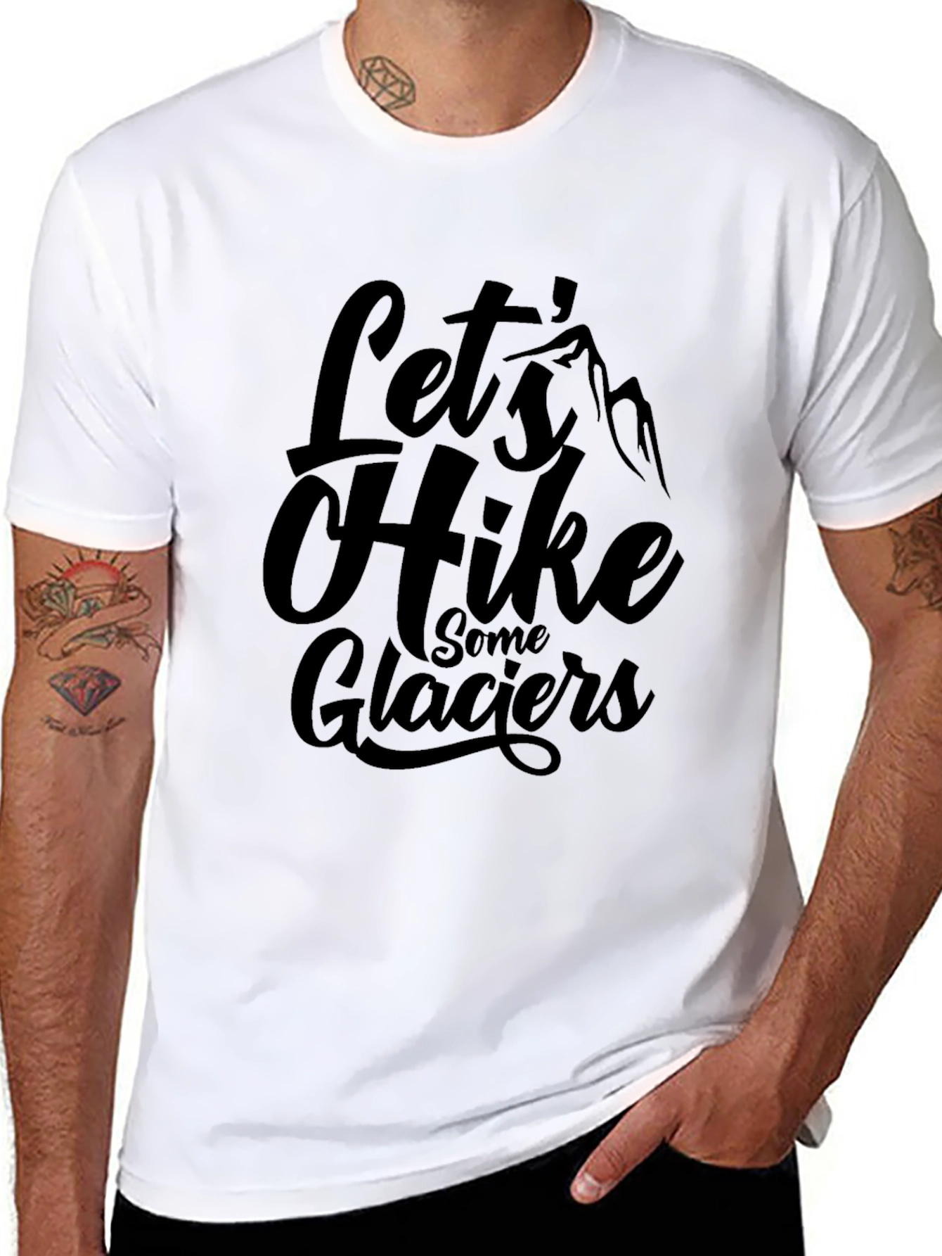 Lets Hike Some Glaciers Black Graphic T-Shirt