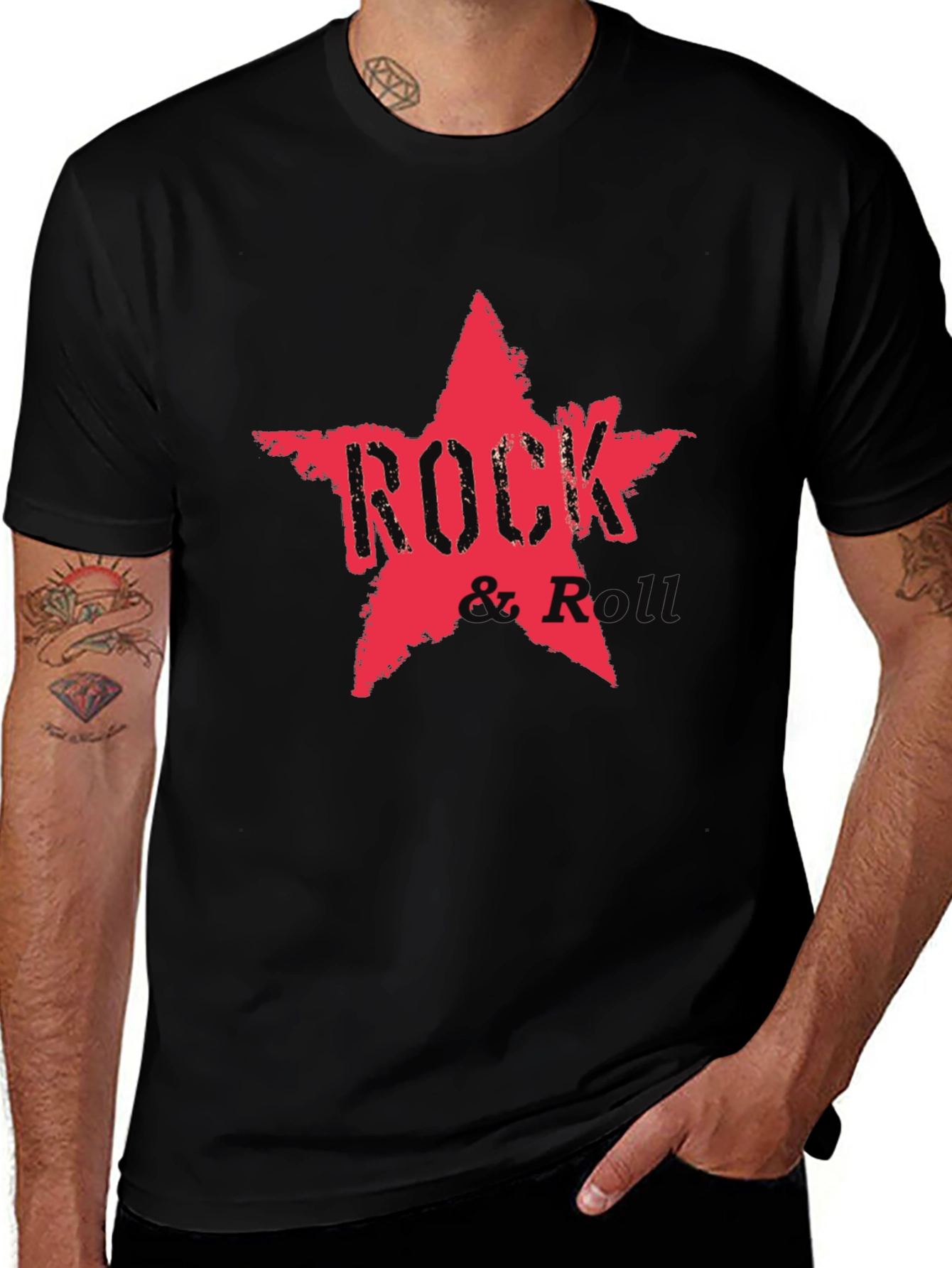 Rock & Roll Star Graphic Tee - Black