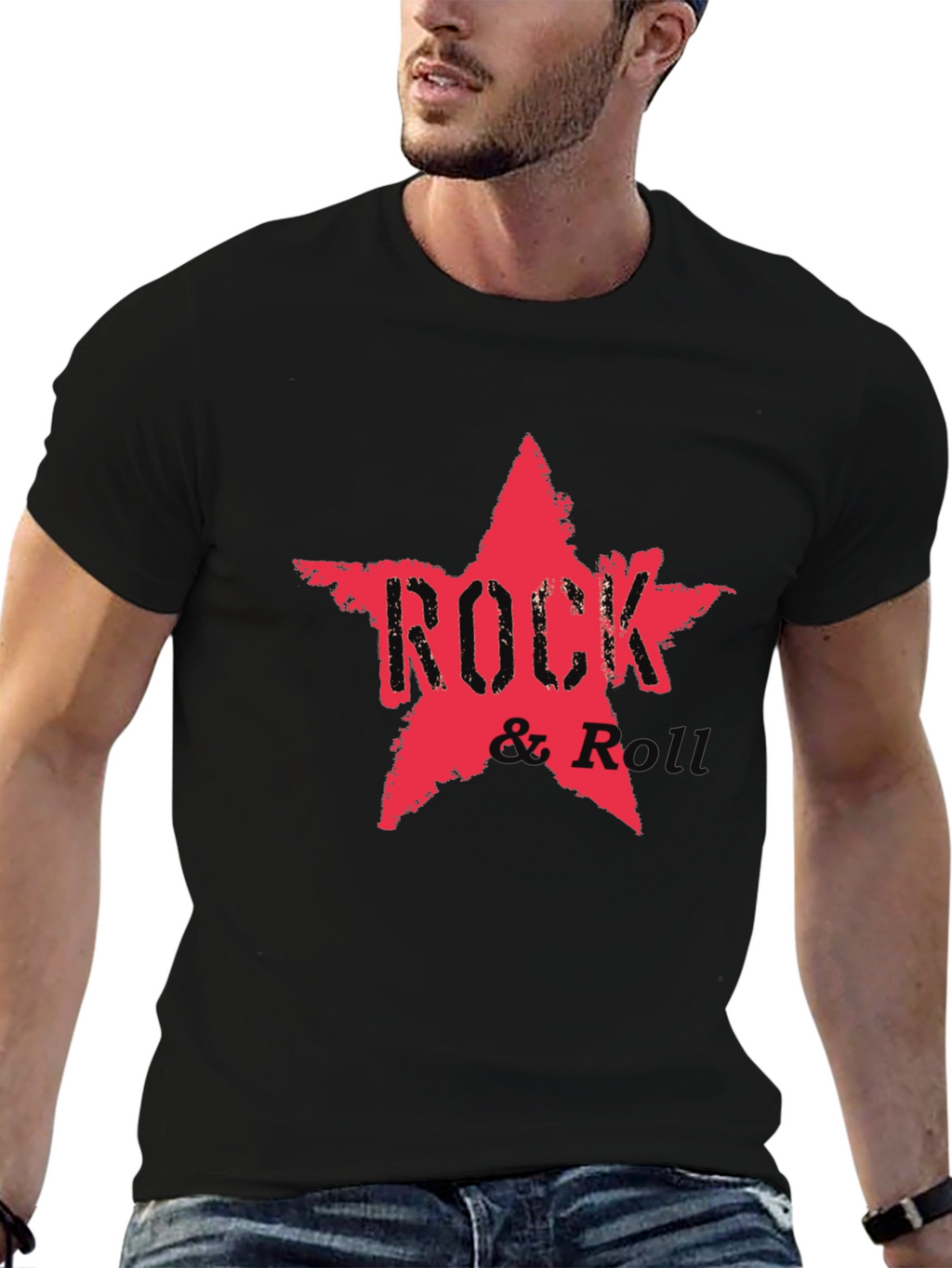 Rock & Roll Star Graphic Tee - Black