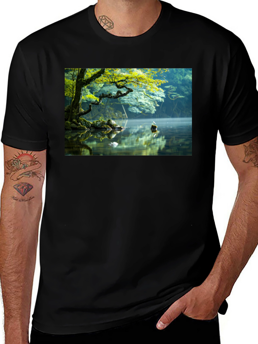 Natures Reflection Black Tee