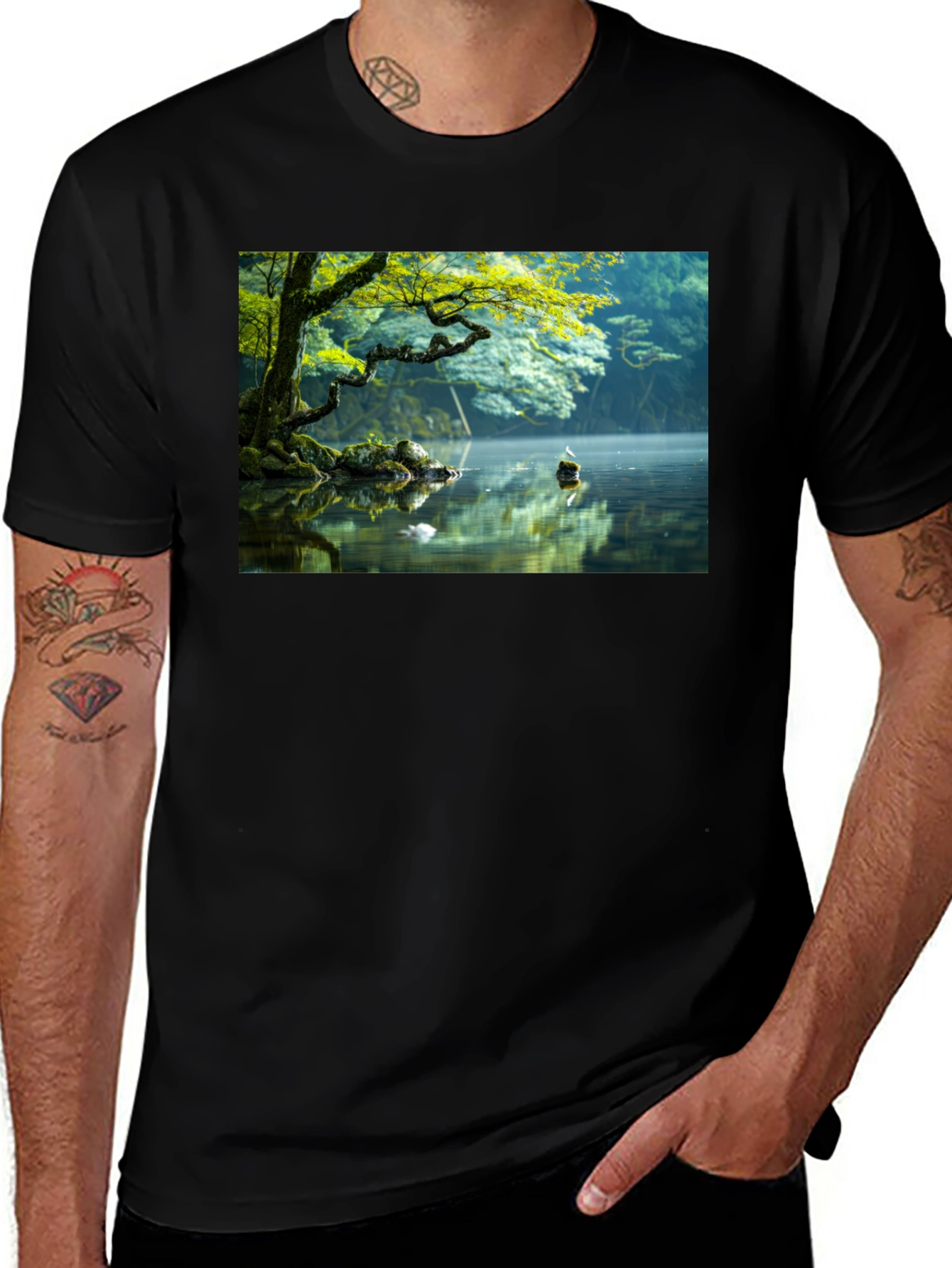 Natures Reflection Black Tee
