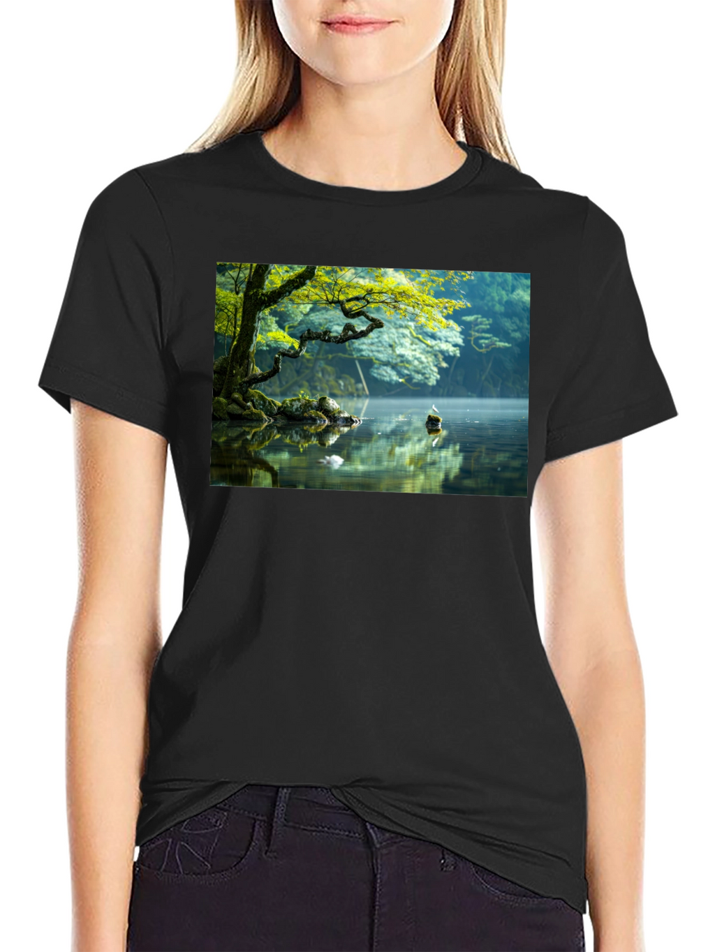 Natures Reflection Black Tee