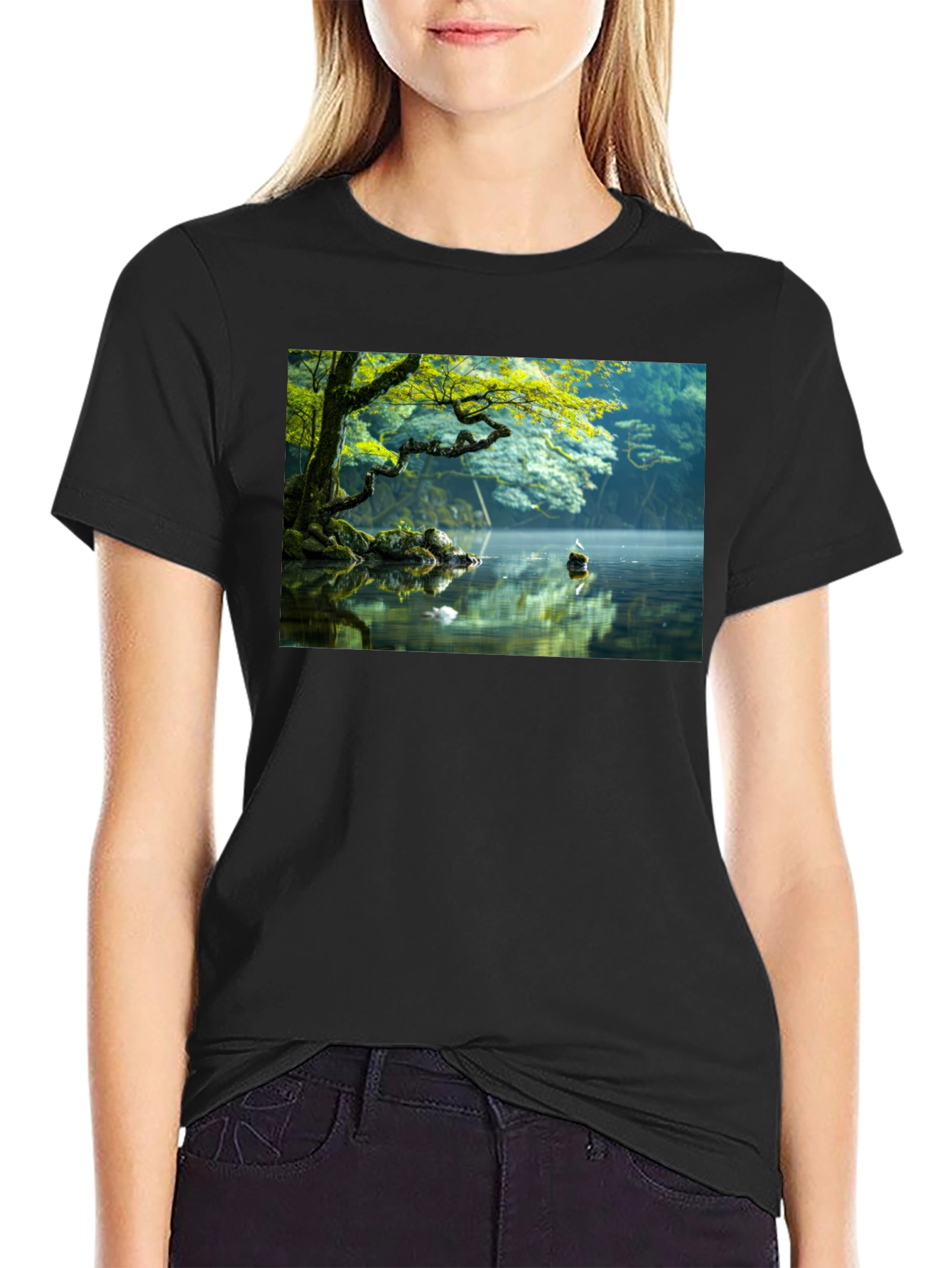 Natures Reflection Black Tee