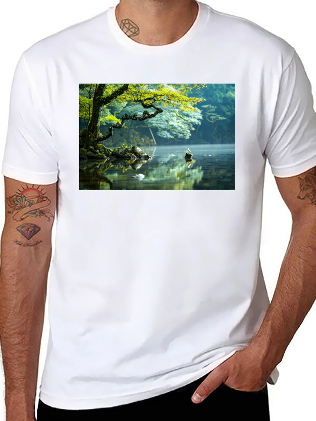 Natures Reflection Black Tee