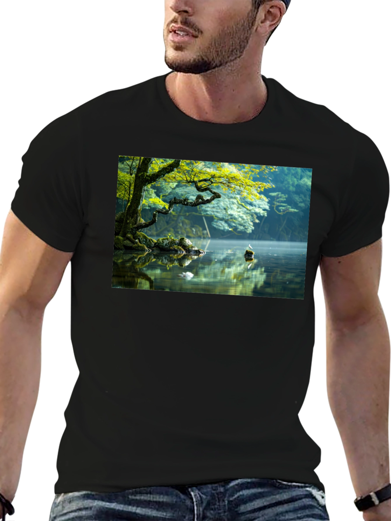 Natures Reflection Black Tee