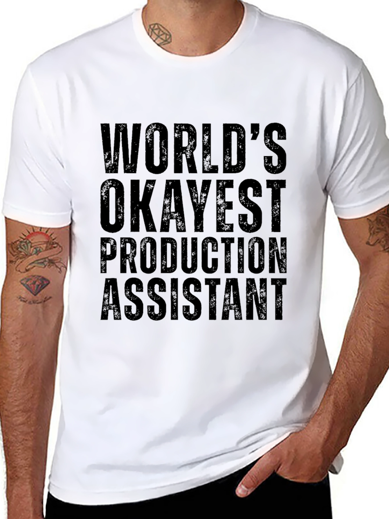Worlds Okayest Production Assistant Black T-Shirt