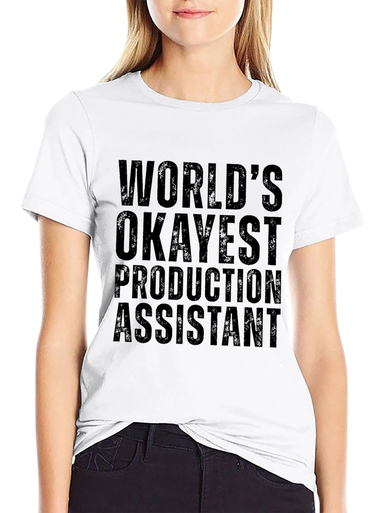 Worlds Okayest Production Assistant Black T-Shirt