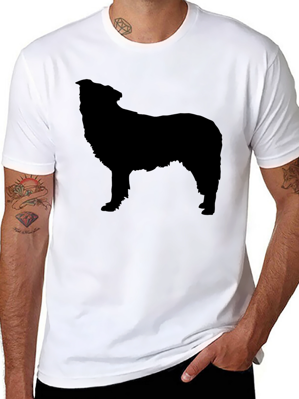 Dog Silhouette Graphic Tee - Mens Black T-Shirt