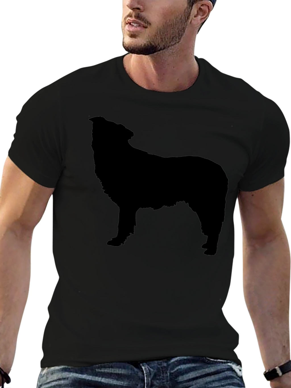 Dog Silhouette Graphic Tee - Mens Black T-Shirt
