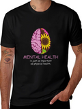 Mental Health Awareness T-Shirt - Brain & Sunflower Graphic