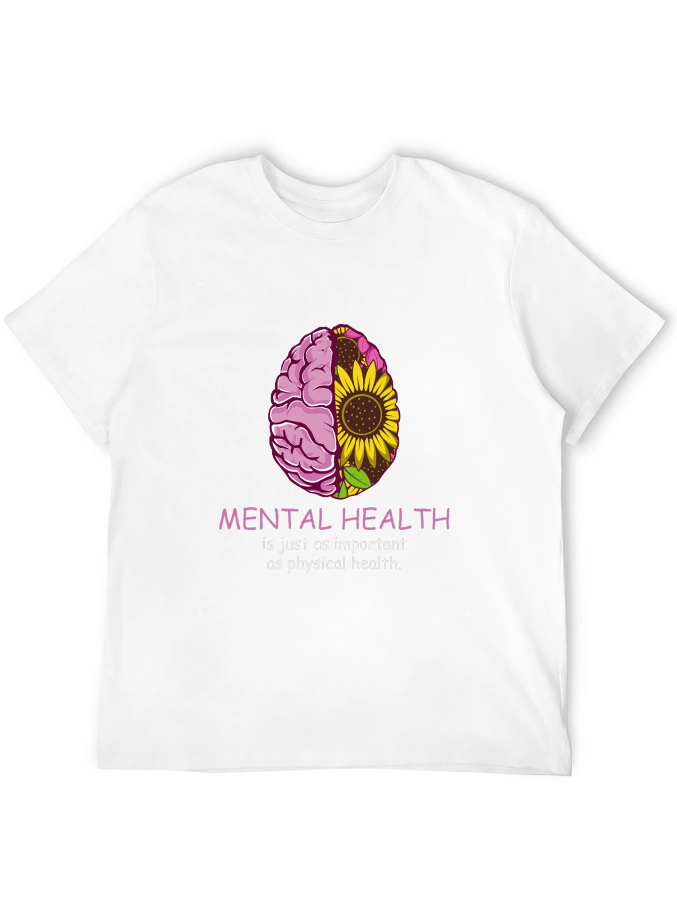 Mental Health Awareness T-Shirt - Brain & Sunflower Graphic